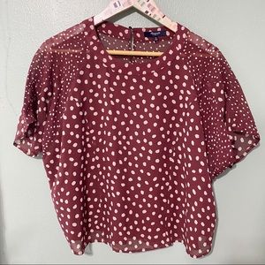 NWOT Madewell Maroon & Tan Blouse Size XS